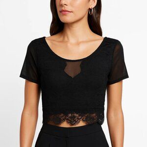 NWOT Express Black Lace Crop Top